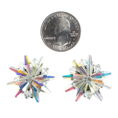 Vintage Aurora Borealis Crystal Star Earrings, Clip On by Aurora Borealis - Vintage Meet Modern Vintage Jewelry - Chicago, Illinois - #oldhollywoodglamour #vintagemeetmodern #designervintage #jewelrybox #antiquejewelry #vintagejewelry