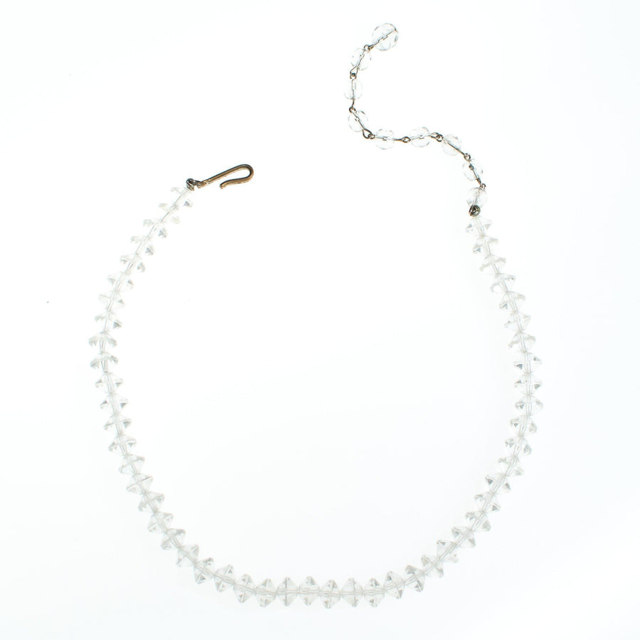 Vintage Art Deco Era Clear Cut Crystal Beaded Single Strand Necklace by Art Deco - Vintage Meet Modern Vintage Jewelry - Chicago, Illinois - #oldhollywoodglamour #vintagemeetmodern #designervintage #jewelrybox #antiquejewelry #vintagejewelry