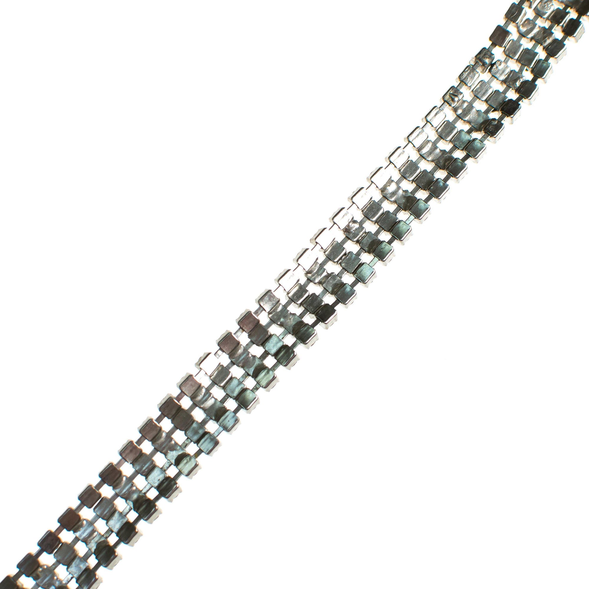 Vintage Art Deco Four Row Rhinestone Choker Necklace Set in Silver Tone by Art Deco - Vintage Meet Modern Vintage Jewelry - Chicago, Illinois - #oldhollywoodglamour #vintagemeetmodern #designervintage #jewelrybox #antiquejewelry #vintagejewelry