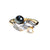 Vintage Black and White Pearl With Cubic Zirconia Bypass Style Cocktail Ring