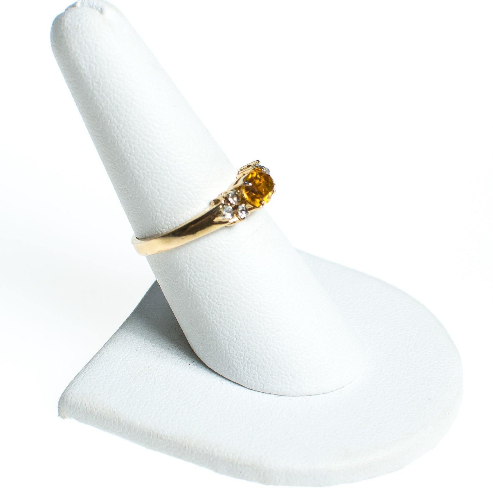 Vintage Citrine Crystal and CZ Ring by 1980s - Vintage Meet Modern Vintage Jewelry - Chicago, Illinois - #oldhollywoodglamour #vintagemeetmodern #designervintage #jewelrybox #antiquejewelry #vintagejewelry