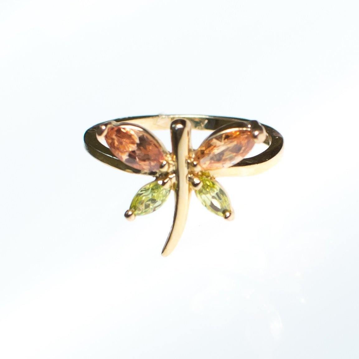 Vintage Citrine and Peridot Semiprecious Gemstone Cocktail Statement Ring Size 10