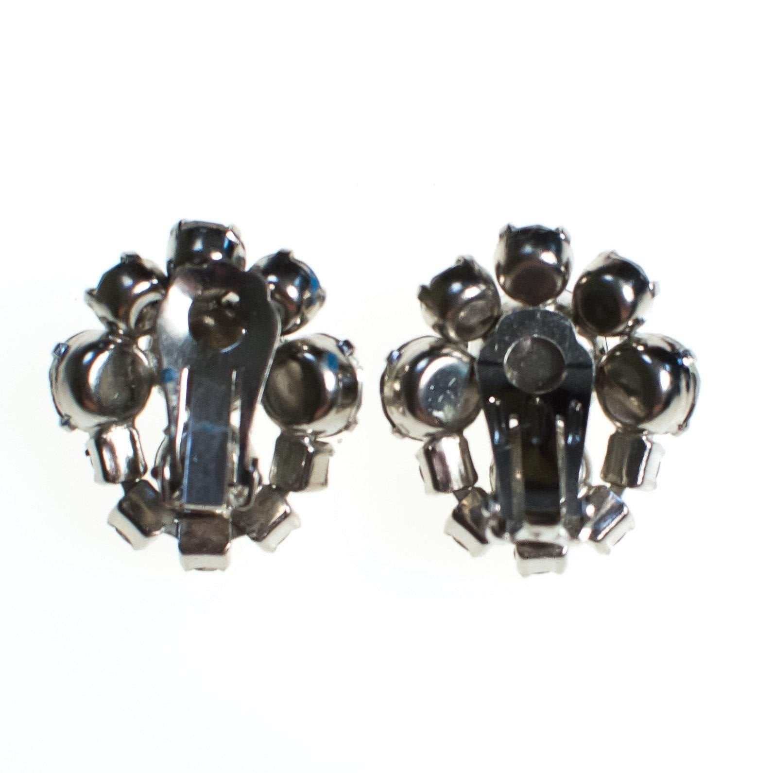 Vintage Art Deco Diamante Crystal Rhinestone Earrings, Silver Tone Setting, Clip-on by Art Deco Style - Vintage Meet Modern Vintage Jewelry - Chicago, Illinois - #oldhollywoodglamour #vintagemeetmodern #designervintage #jewelrybox #antiquejewelry #vintagejewelry