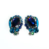 Vintage Juliana Peacock Blue Statement Earrings, Blue Rhinestones, Purple Rhinestone, Green Rhinestone, Silver Tone Setting, Clip-on by Juliana - Vintage Meet Modern Vintage Jewelry - Chicago, Illinois - #oldhollywoodglamour #vintagemeetmodern #designervintage #jewelrybox #antiquejewelry #vintagejewelry