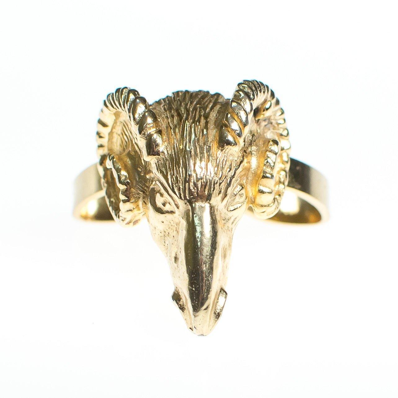 Vintage Gold Ram Scarf Slide Brooch by 1980s - Vintage Meet Modern Vintage Jewelry - Chicago, Illinois - #oldhollywoodglamour #vintagemeetmodern #designervintage #jewelrybox #antiquejewelry #vintagejewelry