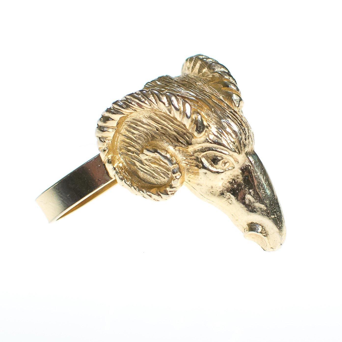 Vintage Gold Ram Scarf Slide Brooch by 1980s - Vintage Meet Modern Vintage Jewelry - Chicago, Illinois - #oldhollywoodglamour #vintagemeetmodern #designervintage #jewelrybox #antiquejewelry #vintagejewelry