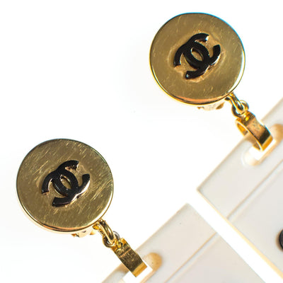 Vintage Chanel Black and White Shopping Bag Statement Earrings by Chanel - Vintage Meet Modern Vintage Jewelry - Chicago, Illinois - #oldhollywoodglamour #vintagemeetmodern #designervintage #jewelrybox #antiquejewelry #vintagejewelry