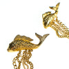 Vintage Long Gold Chatelaine Brooch with Jumping Koi Fish by 1980s - Vintage Meet Modern Vintage Jewelry - Chicago, Illinois - #oldhollywoodglamour #vintagemeetmodern #designervintage #jewelrybox #antiquejewelry #vintagejewelry