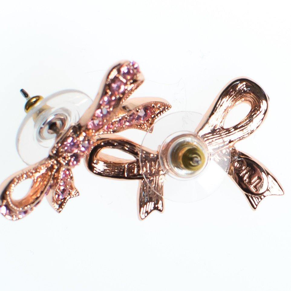 Vintage Kenneth Jay Lane Pink Rhinestone Bow Earrings, Pink Cancer Bow, Pink Rhinestones, Pierced by Kenneth Jay Lane - Vintage Meet Modern Vintage Jewelry - Chicago, Illinois - #oldhollywoodglamour #vintagemeetmodern #designervintage #jewelrybox #antiquejewelry #vintagejewelry