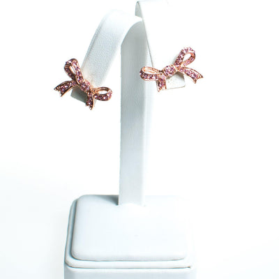 Vintage Kenneth Jay Lane Pink Rhinestone Bow Earrings, Pink Cancer Bow, Pink Rhinestones, Pierced by Kenneth Jay Lane - Vintage Meet Modern Vintage Jewelry - Chicago, Illinois - #oldhollywoodglamour #vintagemeetmodern #designervintage #jewelrybox #antiquejewelry #vintagejewelry