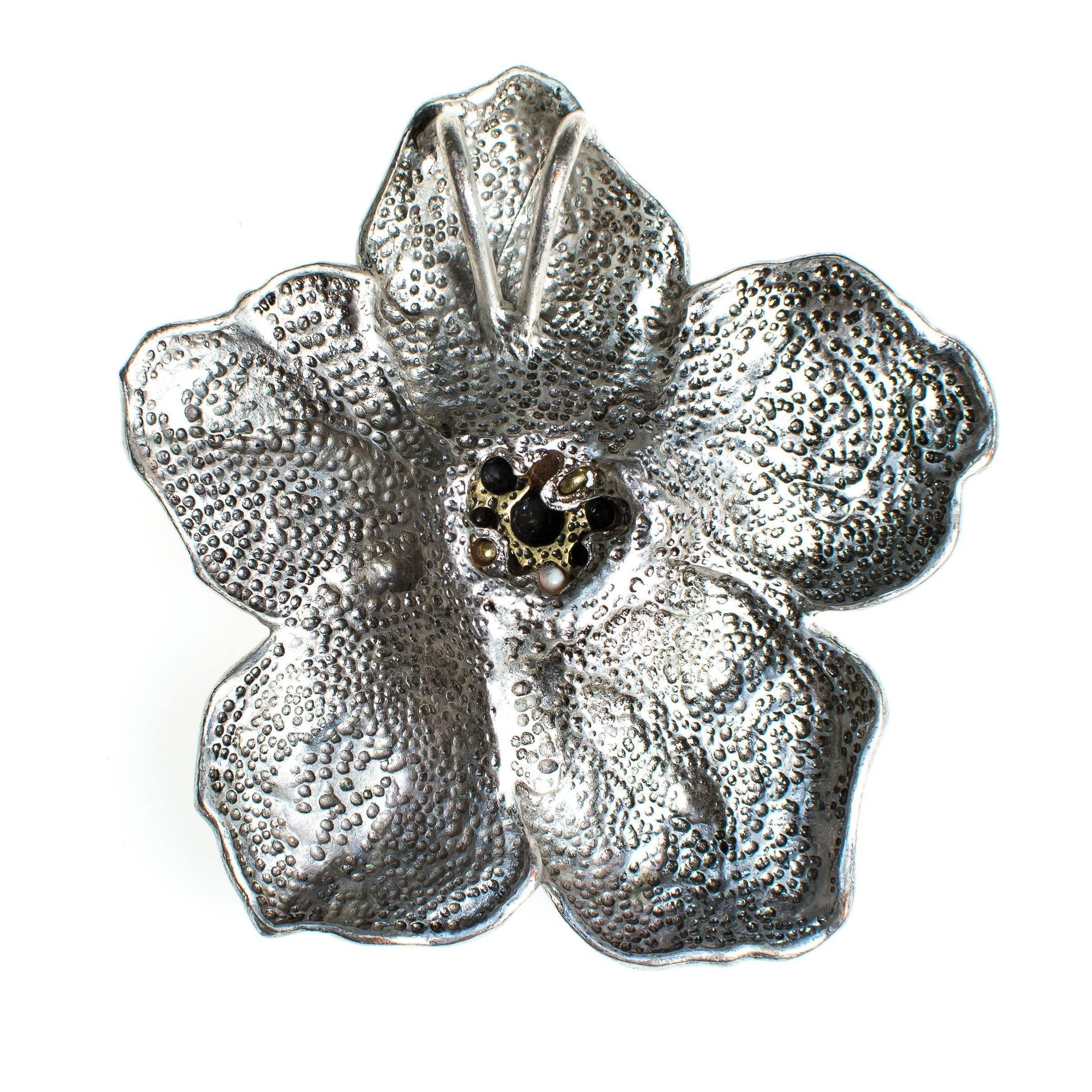 Vintage Modernist Silver Flower Blossom Statement Pendant by 1980s - Vintage Meet Modern Vintage Jewelry - Chicago, Illinois - #oldhollywoodglamour #vintagemeetmodern #designervintage #jewelrybox #antiquejewelry #vintagejewelry