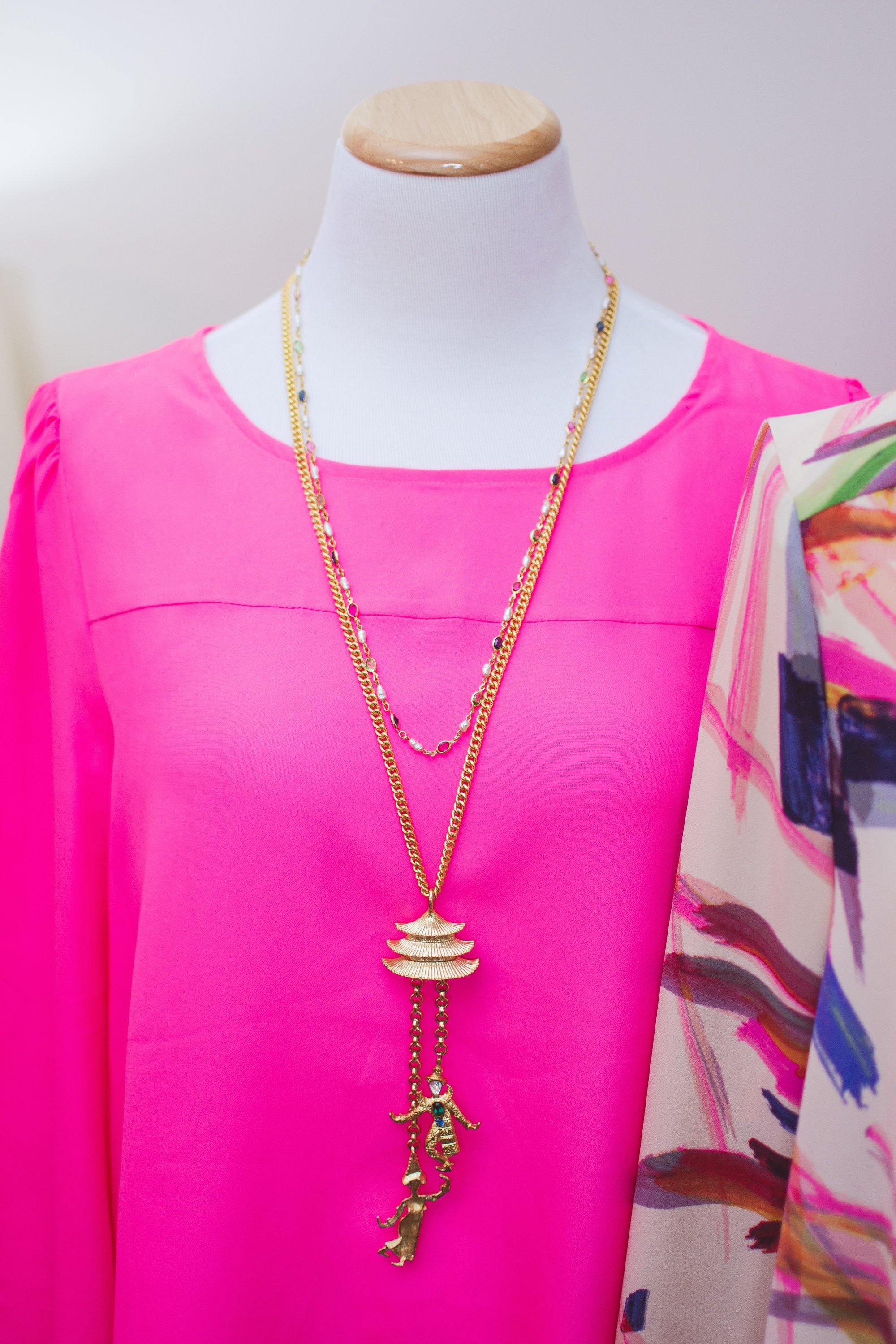 Vintage Petite Pink Blue Green Bezel Set Crystal Necklace with Genuine Freshwater Cultured Rice Pearls by 1980s - Vintage Meet Modern Vintage Jewelry - Chicago, Illinois - #oldhollywoodglamour #vintagemeetmodern #designervintage #jewelrybox #antiquejewelry #vintagejewelry