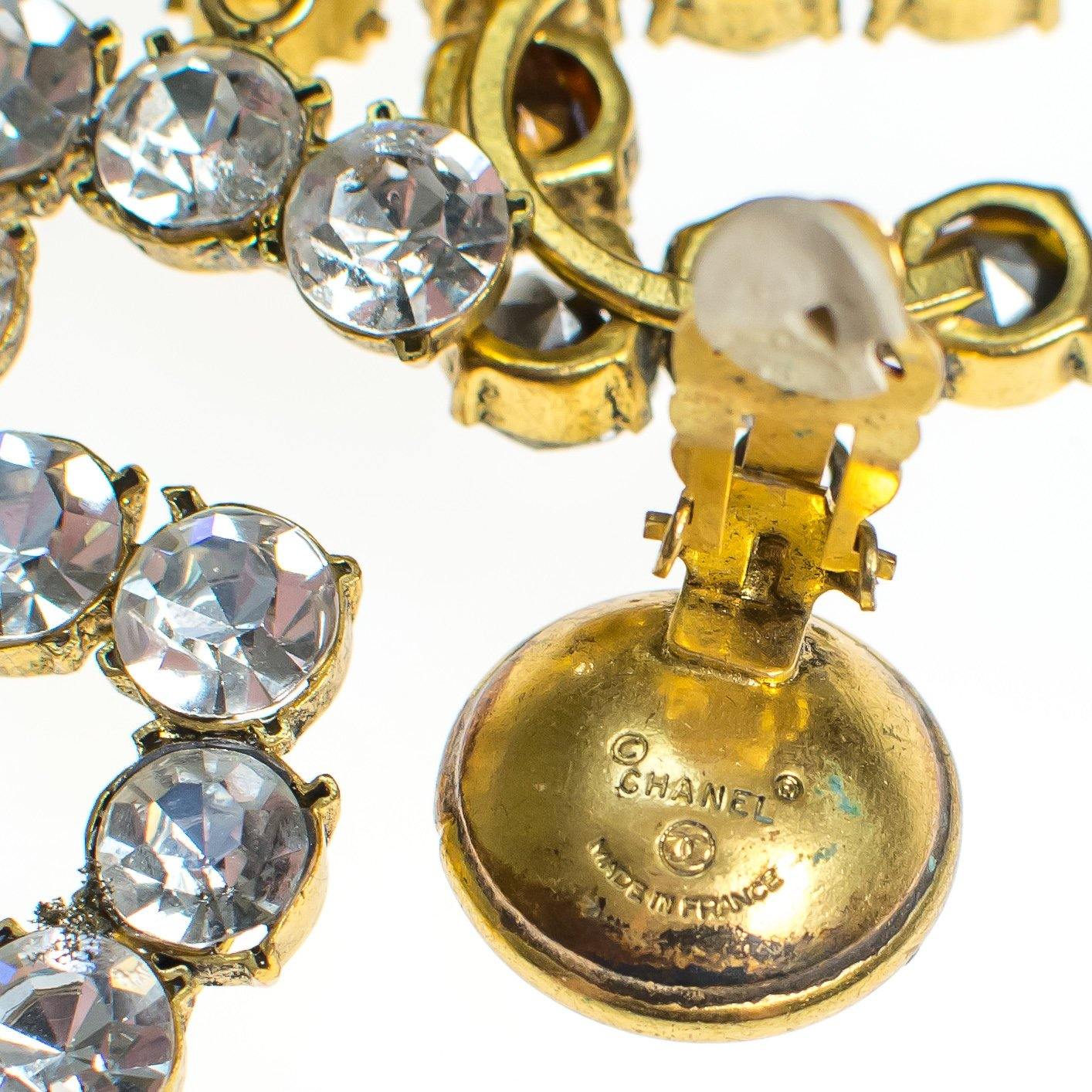 Vintage Chanel No 5 Rhinestone Statement Earrings by Chanel - Vintage Meet Modern Vintage Jewelry - Chicago, Illinois - #oldhollywoodglamour #vintagemeetmodern #designervintage #jewelrybox #antiquejewelry #vintagejewelry