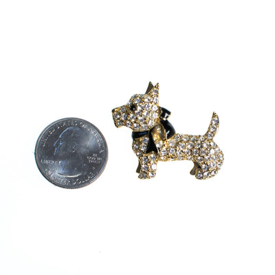 Vintage Monet Rhinestone Scotty Brooch, Diamante Crystals, Gold Tone Setting, Brooches and Pins by Monet - Vintage Meet Modern Vintage Jewelry - Chicago, Illinois - #oldhollywoodglamour #vintagemeetmodern #designervintage #jewelrybox #antiquejewelry #vintagejewelry