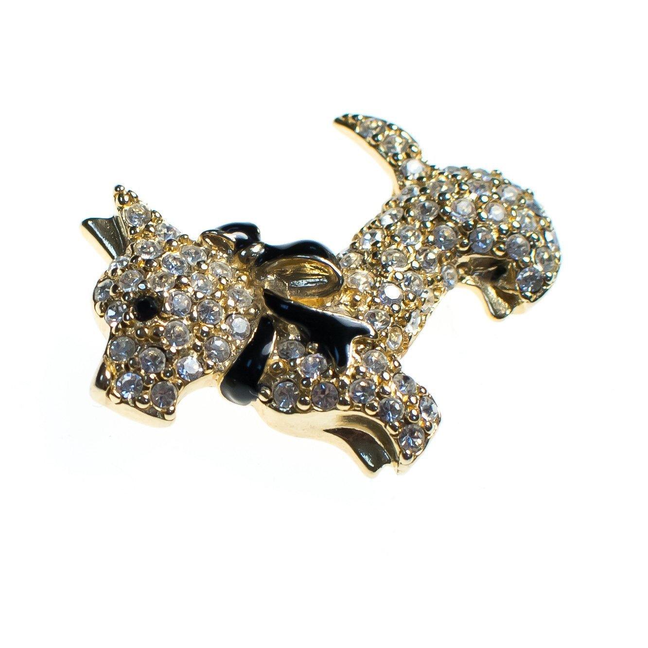 Vintage Monet Rhinestone Scotty Brooch, Diamante Crystals, Gold Tone Setting, Brooches and Pins by Monet - Vintage Meet Modern Vintage Jewelry - Chicago, Illinois - #oldhollywoodglamour #vintagemeetmodern #designervintage #jewelrybox #antiquejewelry #vintagejewelry