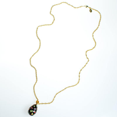 Vintage Joan Rivers Heart Imperia Egg Pendant Black Pendant with colorful Hearts Gold Tone Chain Lobster Clasp by Joan Rivers - Vintage Meet Modern Vintage Jewelry - Chicago, Illinois - #oldhollywoodglamour #vintagemeetmodern #designervintage #jewelrybox #antiquejewelry #vintagejewelry