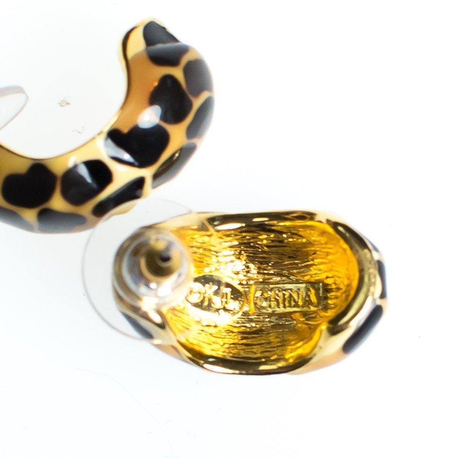 Vintage Kenneth Jay Lane Animal Print Earring Set, Black and Brown Earrings, Black, Orange, and Beige Earrings, Gold Tone Setting, Posts by kenneth jay lane - Vintage Meet Modern Vintage Jewelry - Chicago, Illinois - #oldhollywoodglamour #vintagemeetmodern #designervintage #jewelrybox #antiquejewelry #vintagejewelry