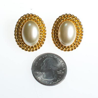 Vintage Kenneth Jay Lane Interchangeable Earrings Set, Gold Tone Setting, Gold, Blue, Red, Black, Faux Pearl, Oval Shape Pierced by Kenneth Jay Lane - Vintage Meet Modern Vintage Jewelry - Chicago, Illinois - #oldhollywoodglamour #vintagemeetmodern #designervintage #jewelrybox #antiquejewelry #vintagejewelry