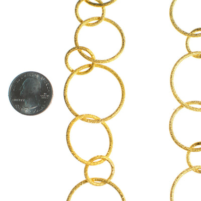 Vintage Joan Rivers Brushed Gold Large Circular Link Necklace and Hoop Earrings Set, Gold Tone Setting, Pierced, Lobster Claw Clasp by Joan Rivers - Vintage Meet Modern Vintage Jewelry - Chicago, Illinois - #oldhollywoodglamour #vintagemeetmodern #designervintage #jewelrybox #antiquejewelry #vintagejewelry