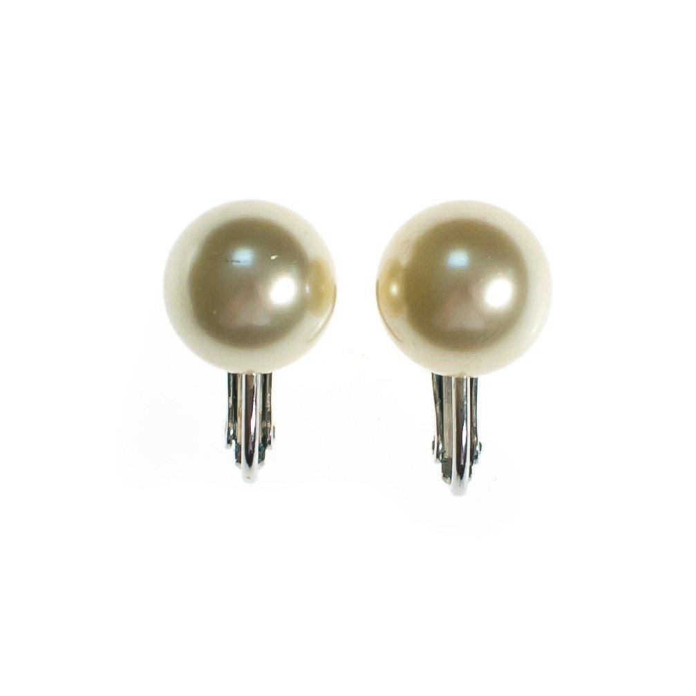 Vintage Warm Ivory Pearl Clip Earrings with Adjustable Back
