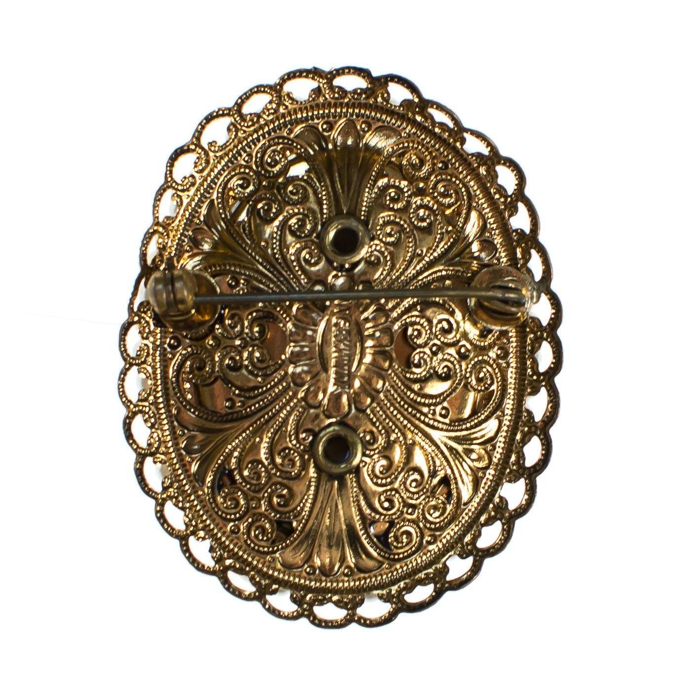 Vintage West Germany Oval Brooch with with Pastel Flowers and Faux Pearls by West Germany - Vintage Meet Modern Vintage Jewelry - Chicago, Illinois - #oldhollywoodglamour #vintagemeetmodern #designervintage #jewelrybox #antiquejewelry #vintagejewelry