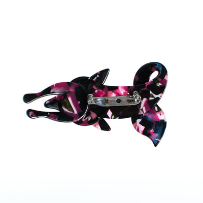 Vintage Pink Black and White Marbled Acrylic Lucite Fox Brooch by 1980s - Vintage Meet Modern Vintage Jewelry - Chicago, Illinois - #oldhollywoodglamour #vintagemeetmodern #designervintage #jewelrybox #antiquejewelry #vintagejewelry