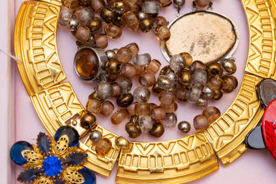 Vintage Blue Rhinestone Brooch, Gold Tone Brooch by 1960s - Vintage Meet Modern Vintage Jewelry - Chicago, Illinois - #oldhollywoodglamour #vintagemeetmodern #designervintage #jewelrybox #antiquejewelry #vintagejewelry