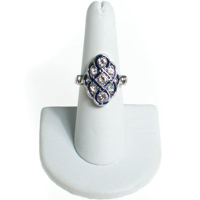 Vintage Art Deco Sapphire Enamel and Diamante Crystal Statement Ring Size 7 by Art Deco Style - Vintage Meet Modern Vintage Jewelry - Chicago, Illinois - #oldhollywoodglamour #vintagemeetmodern #designervintage #jewelrybox #antiquejewelry #vintagejewelry