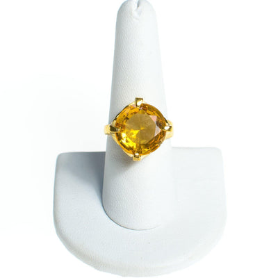 Vintage Yellow Citrine Crystal Caged Gold Statement Ring Size 8 by 1980s - Vintage Meet Modern Vintage Jewelry - Chicago, Illinois - #oldhollywoodglamour #vintagemeetmodern #designervintage #jewelrybox #antiquejewelry #vintagejewelry
