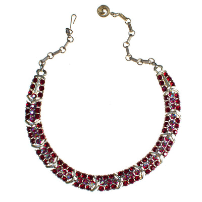 Vintage Lisner Red Aurora Borealis Carnival Glass Rhinestone Crystal Necklace by Lisner - Vintage Meet Modern Vintage Jewelry - Chicago, Illinois - #oldhollywoodglamour #vintagemeetmodern #designervintage #jewelrybox #antiquejewelry #vintagejewelry