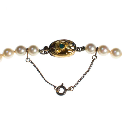 Vintage Faux Pearl Necklace with Sterling Silver Floral Pendant with Garnet, Lapis, and Green Tourmaline by Pearls - Vintage Meet Modern Vintage Jewelry - Chicago, Illinois - #oldhollywoodglamour #vintagemeetmodern #designervintage #jewelrybox #antiquejewelry #vintagejewelry