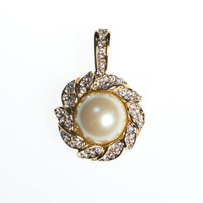 Vintage Kenneth Jay Lane Pendant Pastel Interchangeable Faux Pearls, Diamante Crystals, Gold Tone Setting by Kenneth Jay Lane - Vintage Meet Modern Vintage Jewelry - Chicago, Illinois - #oldhollywoodglamour #vintagemeetmodern #designervintage #jewelrybox #antiquejewelry #vintagejewelry