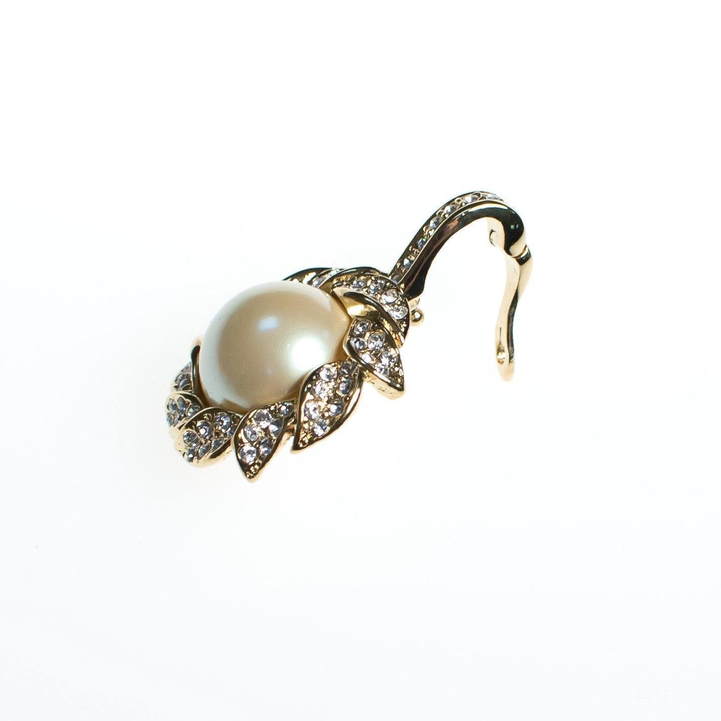 Vintage Kenneth Jay Lane Pendant Pastel Interchangeable Faux Pearls, Diamante Crystals, Gold Tone Setting by Kenneth Jay Lane - Vintage Meet Modern Vintage Jewelry - Chicago, Illinois - #oldhollywoodglamour #vintagemeetmodern #designervintage #jewelrybox #antiquejewelry #vintagejewelry