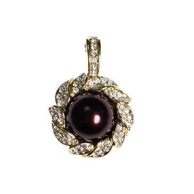 Vintage Kenneth Jay Lane Pendant, Black Pearl, Earth Tone Interchangeable Faux Pearls, Diamante Crystals, Gold Tone Setting by Kenneth Jay Lane - Vintage Meet Modern Vintage Jewelry - Chicago, Illinois - #oldhollywoodglamour #vintagemeetmodern #designervintage #jewelrybox #antiquejewelry #vintagejewelry