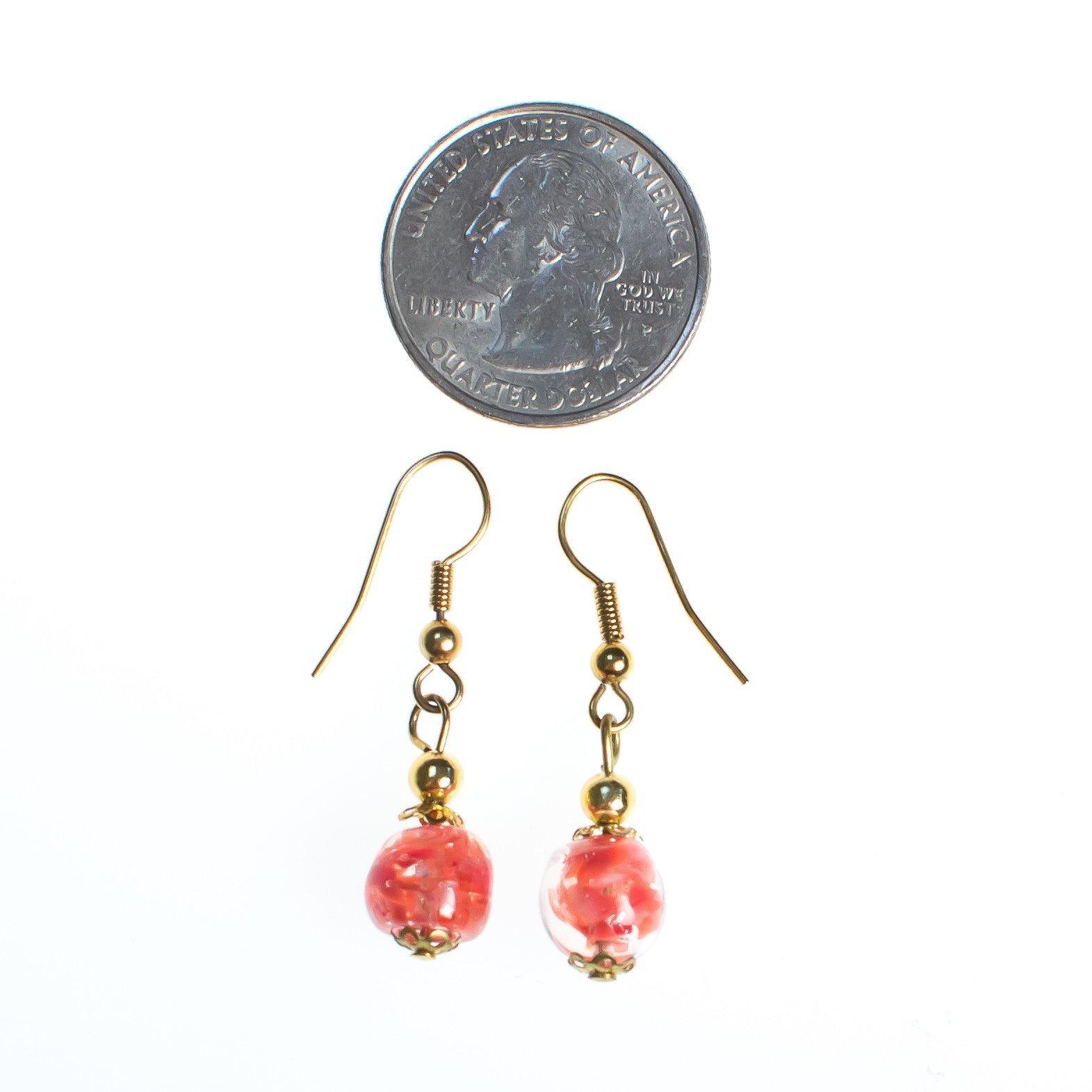 Vintage Gold Tone Dangle Earrings, Pink Murano Glass Beads, Pierced by 1980s - Vintage Meet Modern Vintage Jewelry - Chicago, Illinois - #oldhollywoodglamour #vintagemeetmodern #designervintage #jewelrybox #antiquejewelry #vintagejewelry