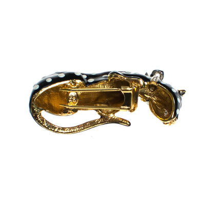Vintage Kenneth Jay Lane Leopard Brooch, Black with White Spots, Green Rhinestones, Clear Rhinestones, Fur Clip, Dress Clip by Kenneth Jay Lane - Vintage Meet Modern Vintage Jewelry - Chicago, Illinois - #oldhollywoodglamour #vintagemeetmodern #designervintage #jewelrybox #antiquejewelry #vintagejewelry