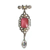 Vintage Victorian Revival Pink Dangling Charm Brooch in Silver Tone by 1980s - Vintage Meet Modern Vintage Jewelry - Chicago, Illinois - #oldhollywoodglamour #vintagemeetmodern #designervintage #jewelrybox #antiquejewelry #vintagejewelry