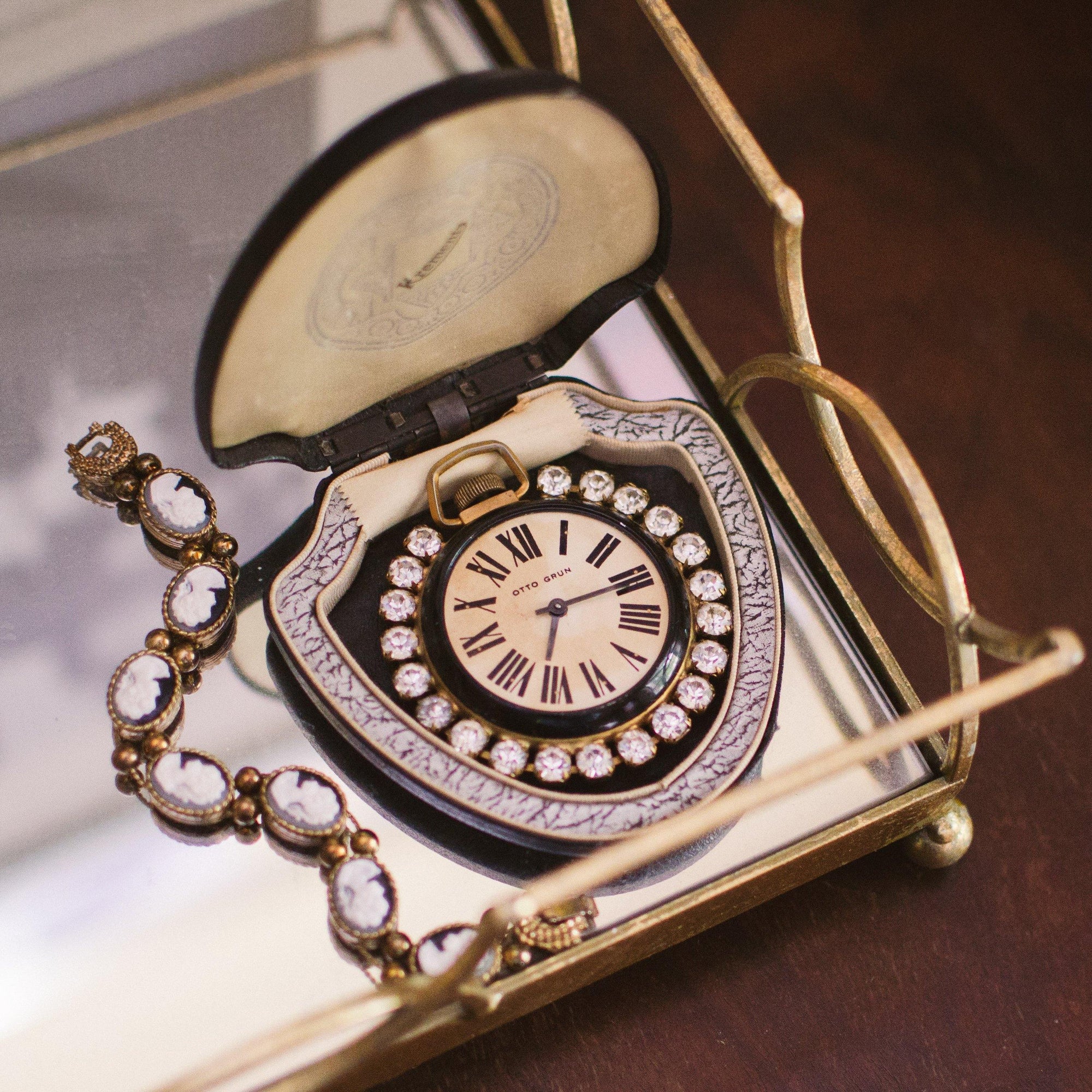 Vintage Otto Grun Watch with Diamante Crystals by Otto Grun - Vintage Meet Modern Vintage Jewelry - Chicago, Illinois - #oldhollywoodglamour #vintagemeetmodern #designervintage #jewelrybox #antiquejewelry #vintagejewelry