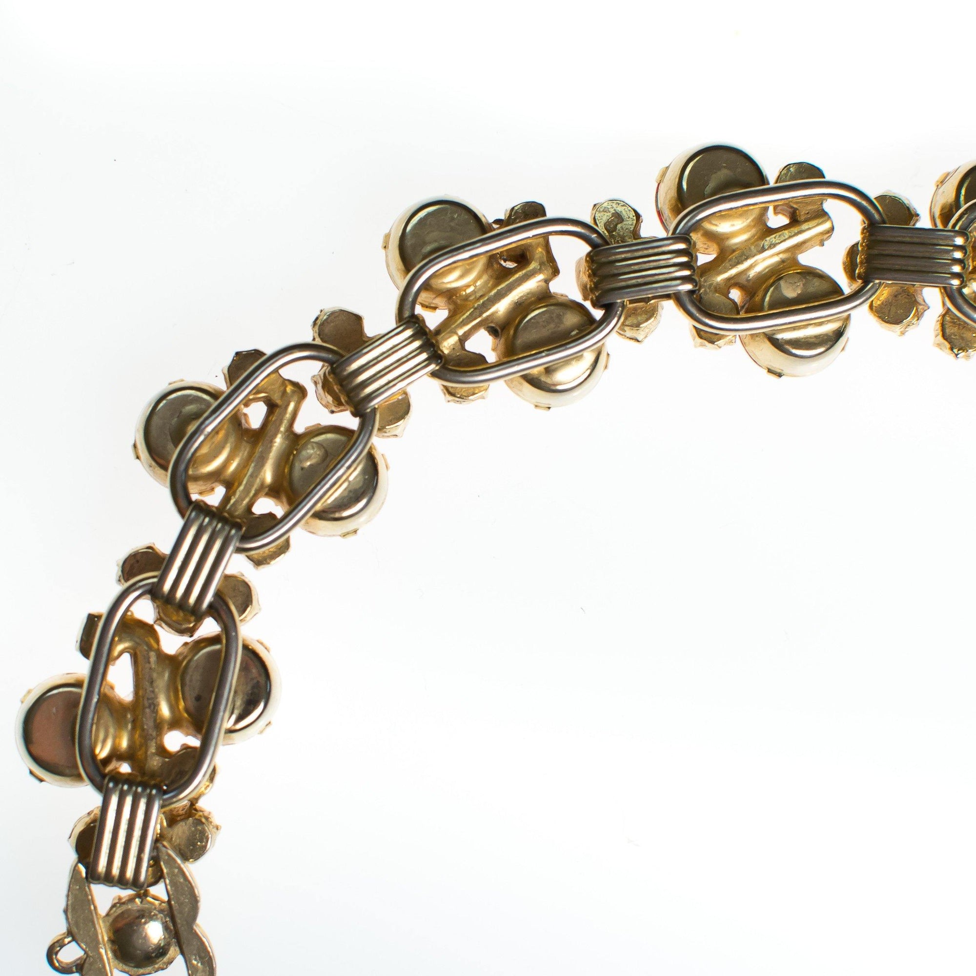 Vintage Juliana Pink Rhinestone Bracelet, Gold Tone Bracelet, Fold Over Box Clasp, Safety Clasp by Juliana - Vintage Meet Modern Vintage Jewelry - Chicago, Illinois - #oldhollywoodglamour #vintagemeetmodern #designervintage #jewelrybox #antiquejewelry #vintagejewelry