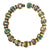 Vintage Pastel Crystal Gold Tone Necklace, Green, Pink, Yellow, and Blue Rhinestones, Slide Lock Clasp