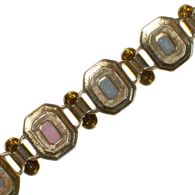 Vintage Pastel Crystal Gold Tone Necklace, Green, Pink, Yellow, and Blue Rhinestones, Slide Lock Clasp by 1980s - Vintage Meet Modern Vintage Jewelry - Chicago, Illinois - #oldhollywoodglamour #vintagemeetmodern #designervintage #jewelrybox #antiquejewelry #vintagejewelry