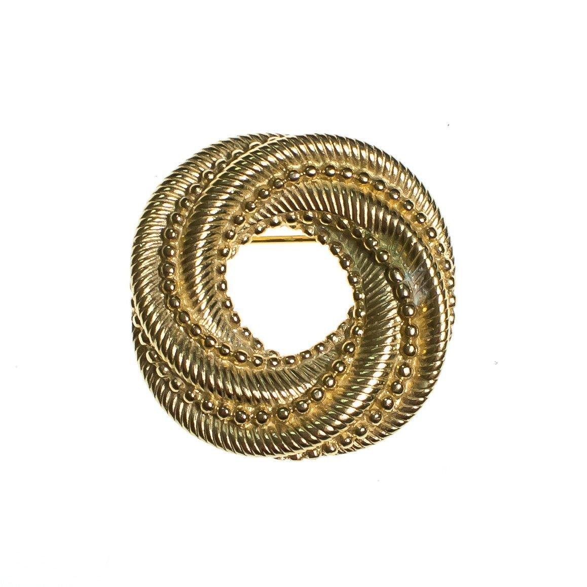 Vintage Crown Trifari Brooch, Round Gold Tone Setting, Brooches and Pins