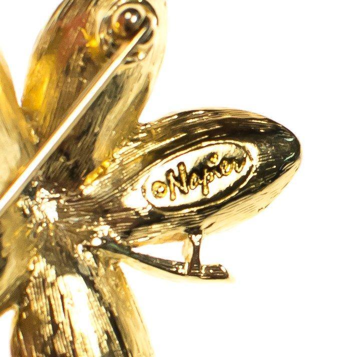 Vintage Napier Flower Brooch, Faux Pearl, Gold Tone Setting, Brooches and Pins by Napier - Vintage Meet Modern Vintage Jewelry - Chicago, Illinois - #oldhollywoodglamour #vintagemeetmodern #designervintage #jewelrybox #antiquejewelry #vintagejewelry