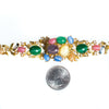 Vintage Colorful Pastel Cabochon Bracelet, Pink, Blue, Green, Yellow, Purple, Faux Pearls, Gold Tone Bracelet, Snap Lock by 1950s - Vintage Meet Modern Vintage Jewelry - Chicago, Illinois - #oldhollywoodglamour #vintagemeetmodern #designervintage #jewelrybox #antiquejewelry #vintagejewelry