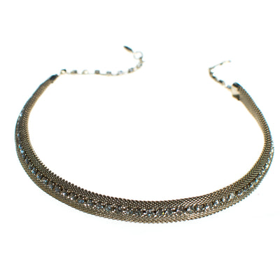 Vintage 1960s Gold Mesh Choker Necklace with Rhinestones, Diamante Crystals, Gold Tone Setting, Fish Hook Clasp by 1960s - Vintage Meet Modern Vintage Jewelry - Chicago, Illinois - #oldhollywoodglamour #vintagemeetmodern #designervintage #jewelrybox #antiquejewelry #vintagejewelry