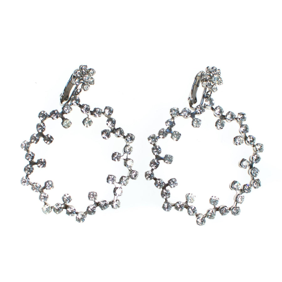 Vintage Huge Rhinestone Doorknocker Statement Earrings, Diamante Crystals, Dangle, Statement Earrings, Silver Tone Setting, Clip-on by 1960s - Vintage Meet Modern Vintage Jewelry - Chicago, Illinois - #oldhollywoodglamour #vintagemeetmodern #designervintage #jewelrybox #antiquejewelry #vintagejewelry