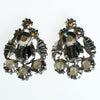 Vintage Schreiner Statement Earrings, Black Cabochons, Faux Pearls, Diamante Crystals, Silver Tone Setting, Clip-on by Schreiner - Vintage Meet Modern Vintage Jewelry - Chicago, Illinois - #oldhollywoodglamour #vintagemeetmodern #designervintage #jewelrybox #antiquejewelry #vintagejewelry