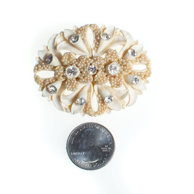 Vintage Ivory Celluloid Brooch, Faux Pearls, Diamante Crystals, Brooches and Pins by Celluloide - Vintage Meet Modern Vintage Jewelry - Chicago, Illinois - #oldhollywoodglamour #vintagemeetmodern #designervintage #jewelrybox #antiquejewelry #vintagejewelry