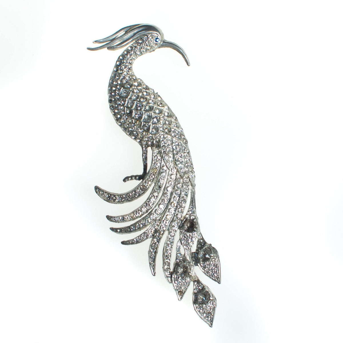 Vintage Paste Rhinestone Peacock Brooch, Silver Tone Brooch, Diamante Crystals, Brooches and Pins