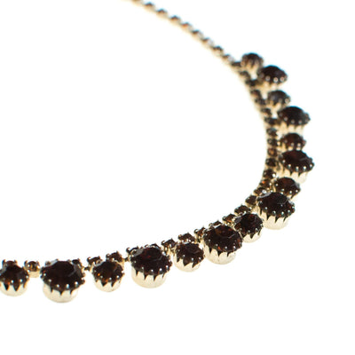 Vintage Amber Topaz Brown Rhinestone Necklace, Gold Tone, Fish Hook Clasp by 1950s - Vintage Meet Modern Vintage Jewelry - Chicago, Illinois - #oldhollywoodglamour #vintagemeetmodern #designervintage #jewelrybox #antiquejewelry #vintagejewelry